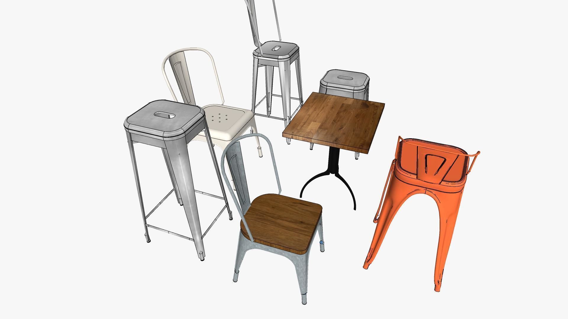 Tolix Furnitures Collection 3D model_11