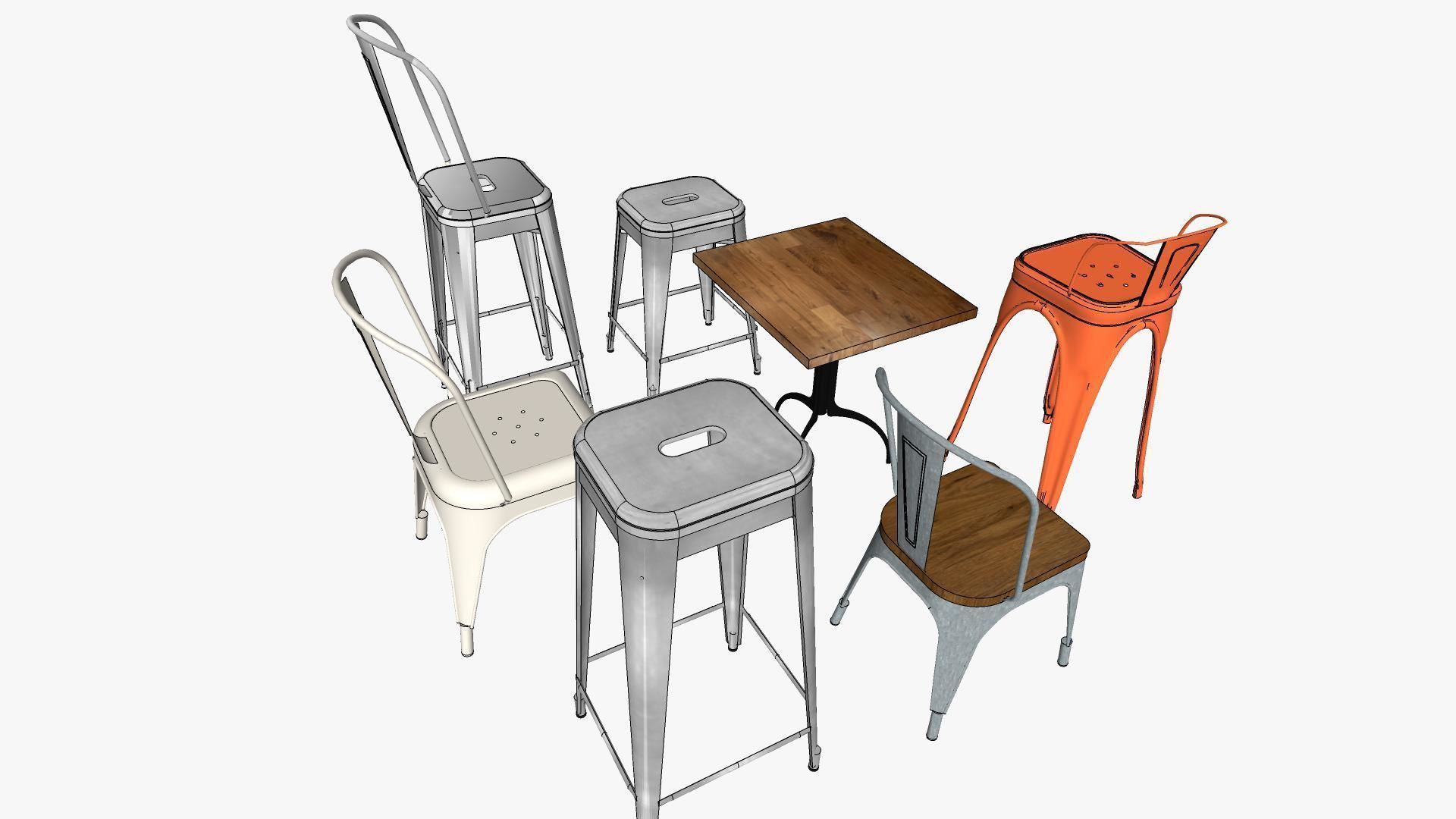 Tolix Furnitures Collection 3D model_15