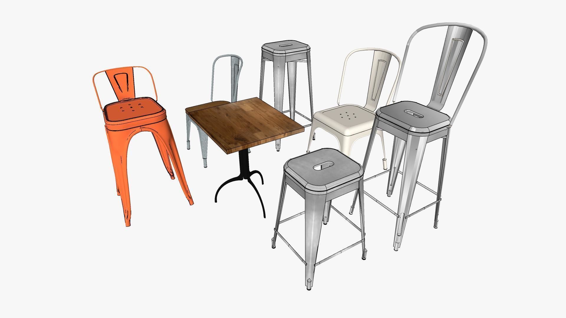 Tolix Furnitures Collection 3D model_28
