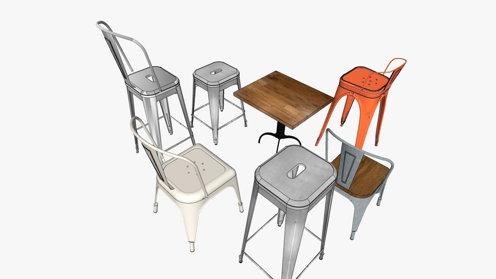 Tolix Furnitures Collection 3D model_16