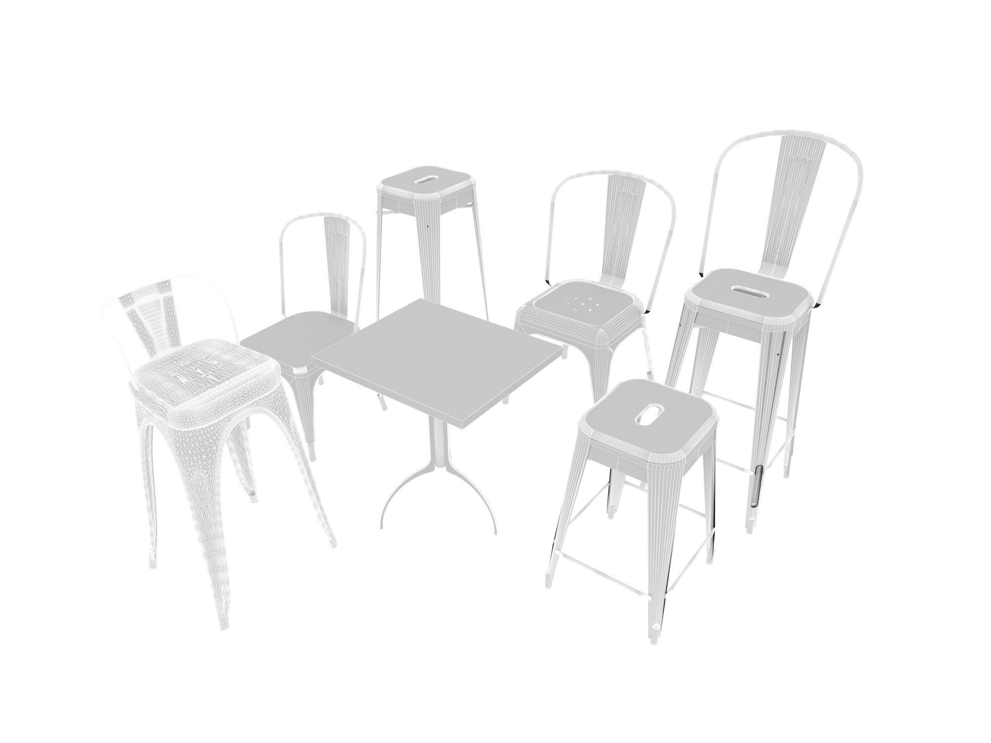 Tolix Furnitures Collection 3D model_38