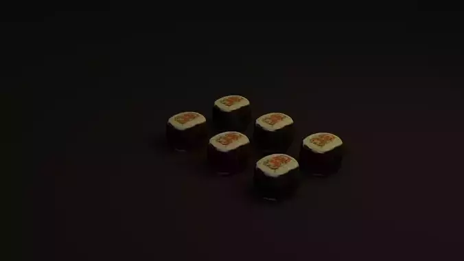 Sushi 3D model rolls Low-poly 3D model