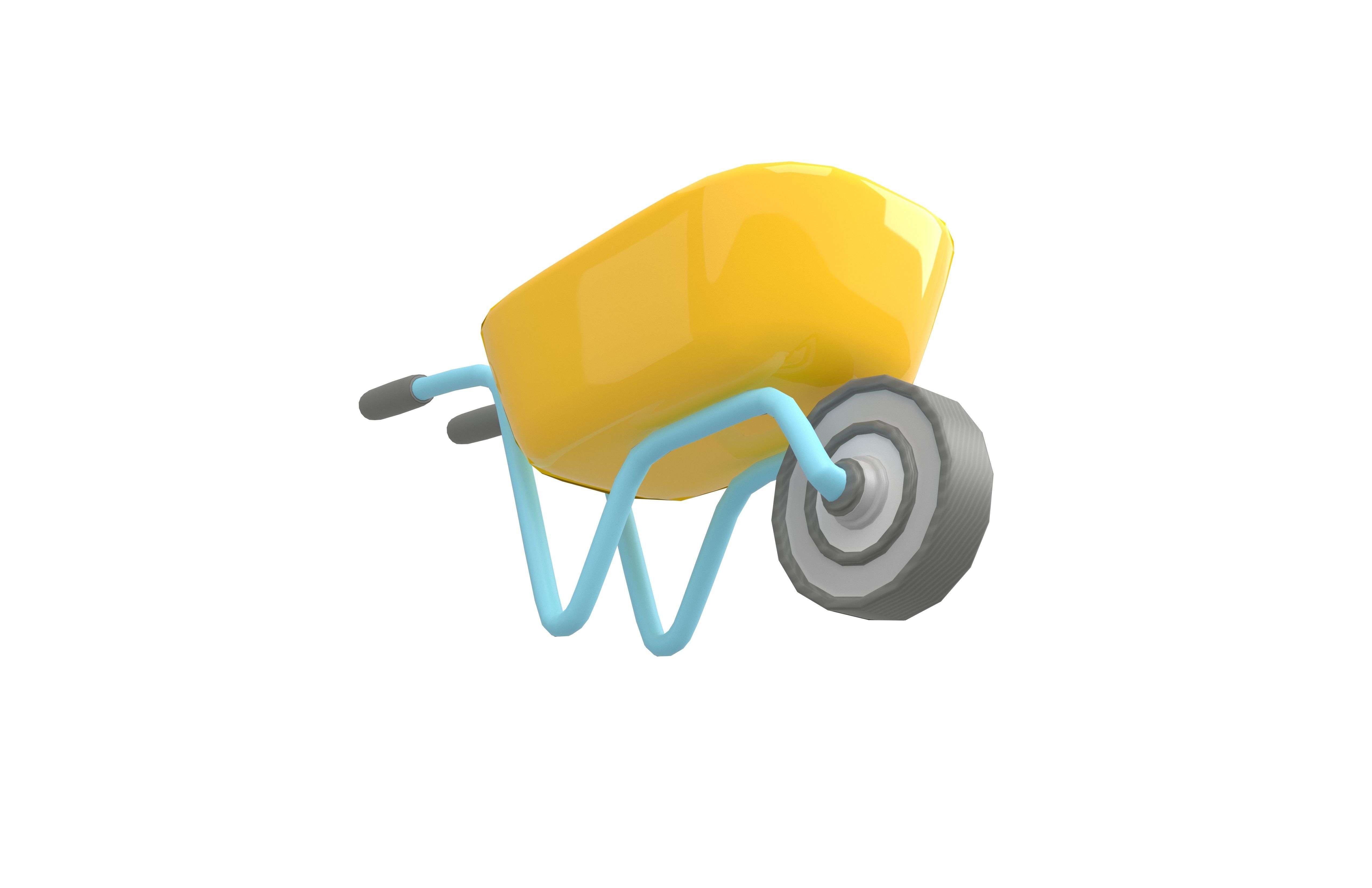 Cartoon Wheelbarrow v1 001 Low-poly 3D model_1