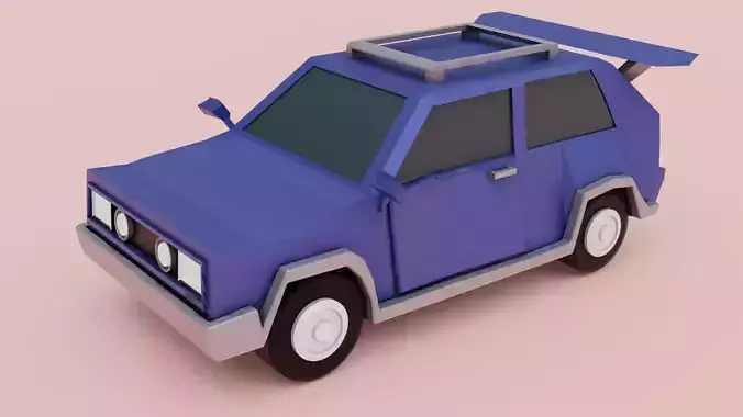 Panda low-poly origami car