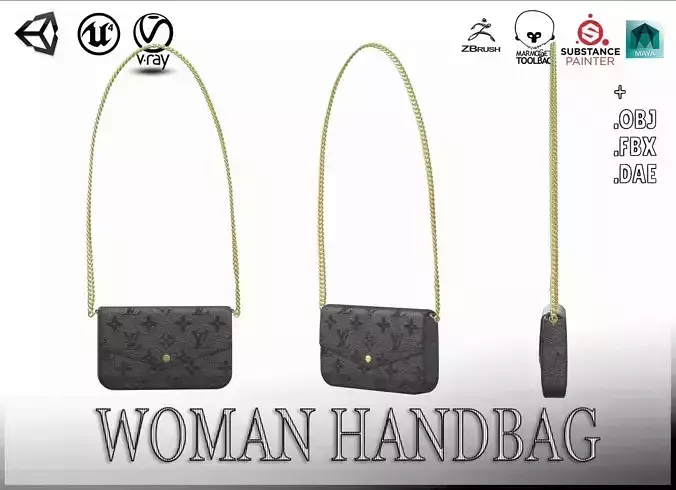 Woman Handbag Louis Vuitton Low-poly 3D model