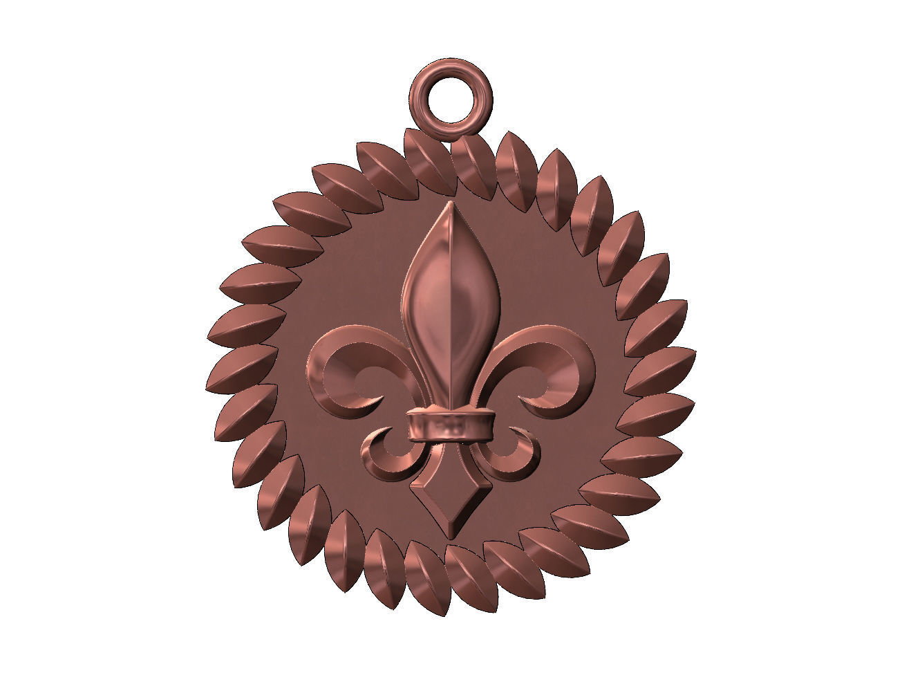 Tilted leaf lys flower motif pendant charm 3D print model_2