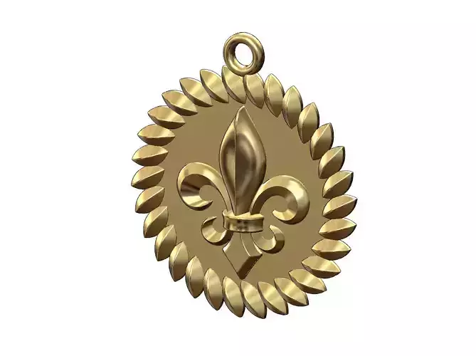 Tilted leaf lys flower motif pendant charm 3D print model