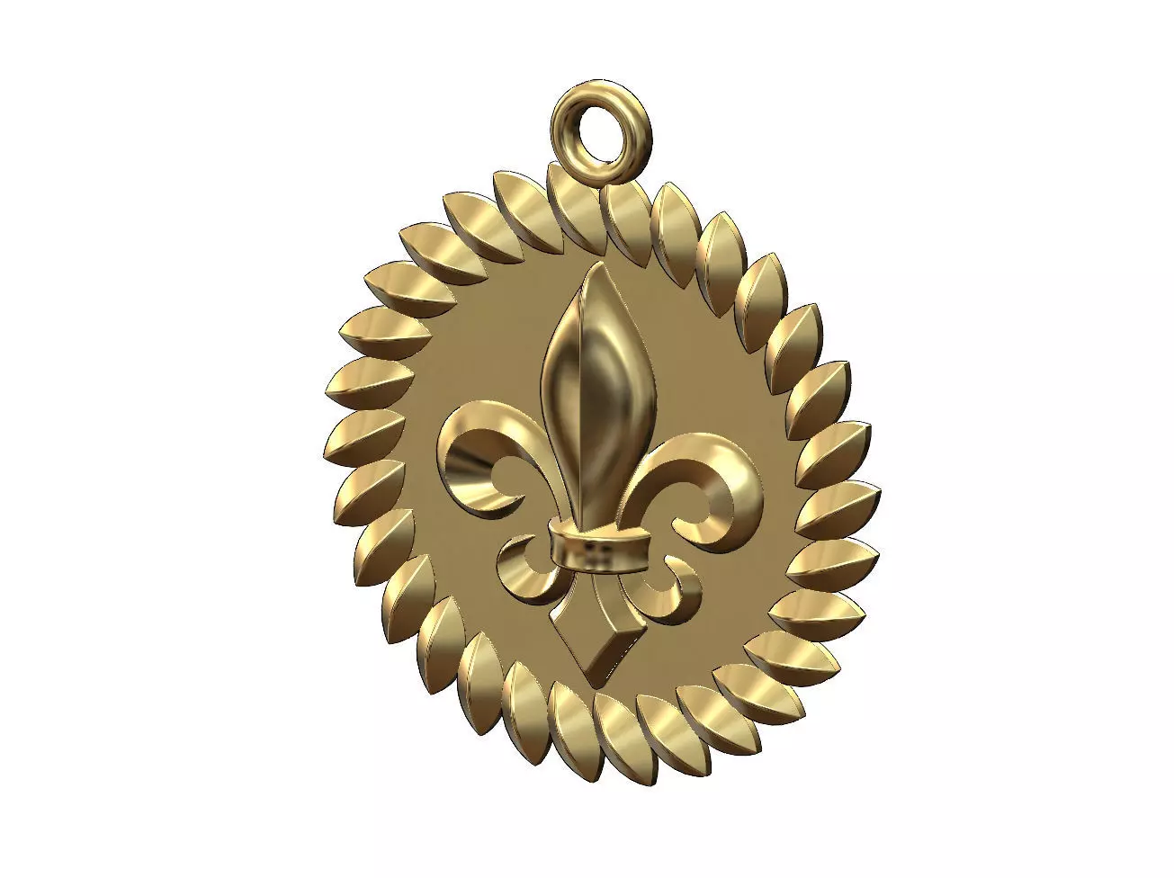 Tilted leaf lys flower motif pendant charm 3D print model_0