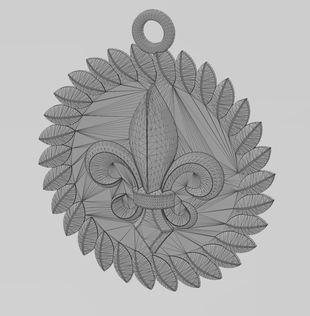 Tilted leaf lys flower motif pendant charm 3D print model_11
