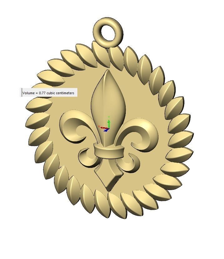 Tilted leaf lys flower motif pendant charm 3D print model_13