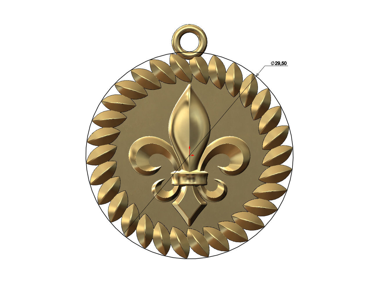 Tilted leaf lys flower motif pendant charm 3D print model_4