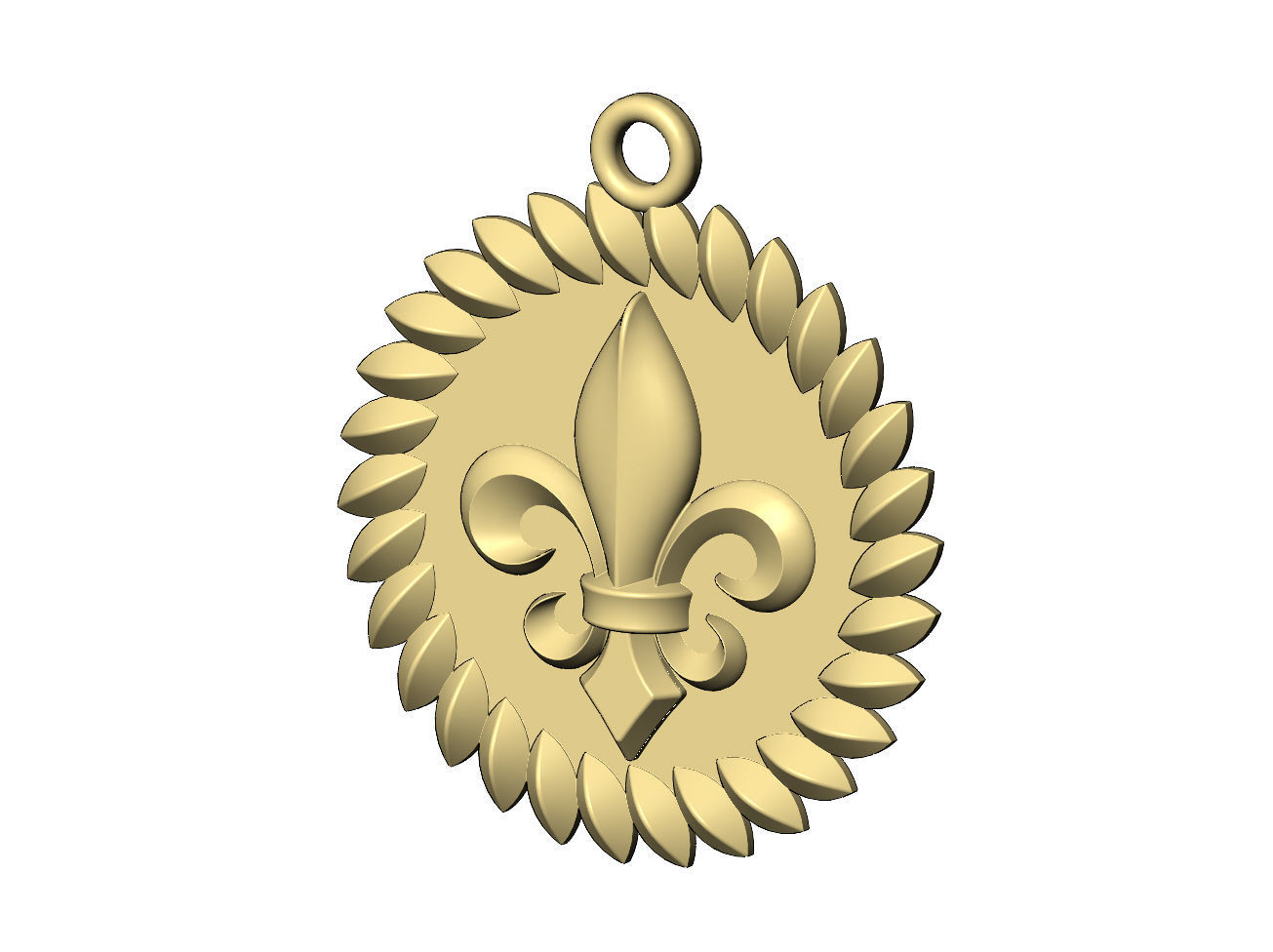 Tilted leaf lys flower motif pendant charm 3D print model_9