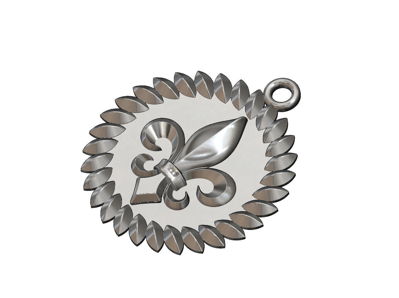 Tilted leaf lys flower motif pendant charm 3D print model_1