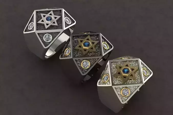 STAR OF DAVID Ring For Man 3D print model