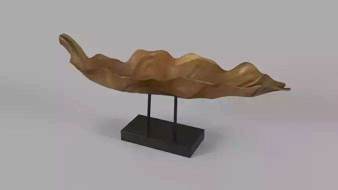 Mahogany Carved Leaf Sculpture Brown And Black