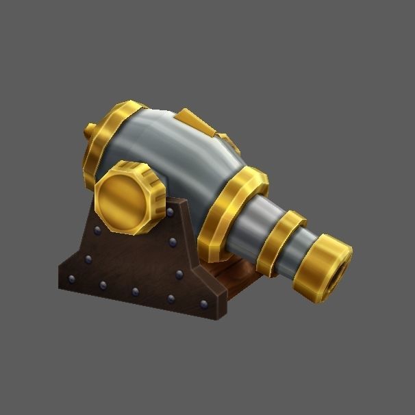 Fort01 cannon Low-poly 3D model_2