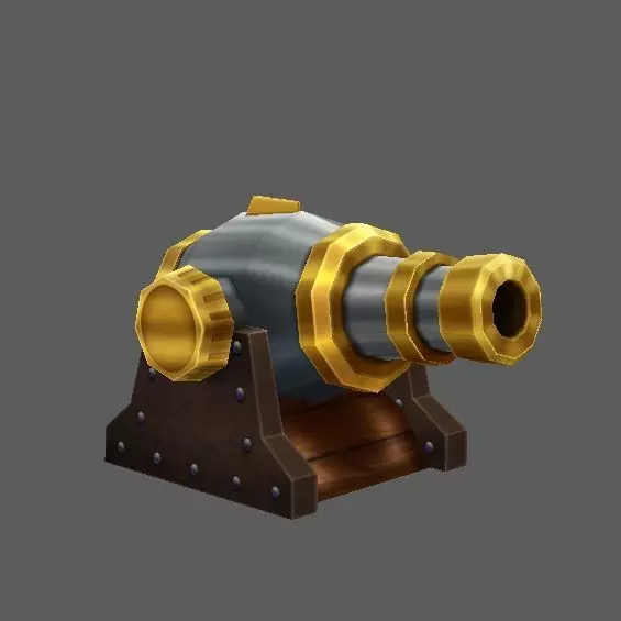 Fort01 cannon Low-poly 3D model_0
