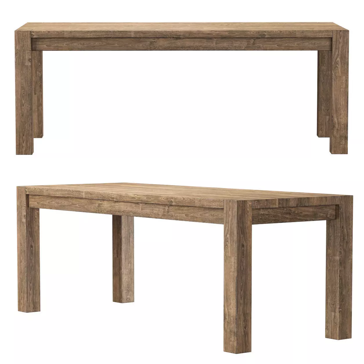 RH Reclaimed Russian Oak Dining Table Low-poly 3D model