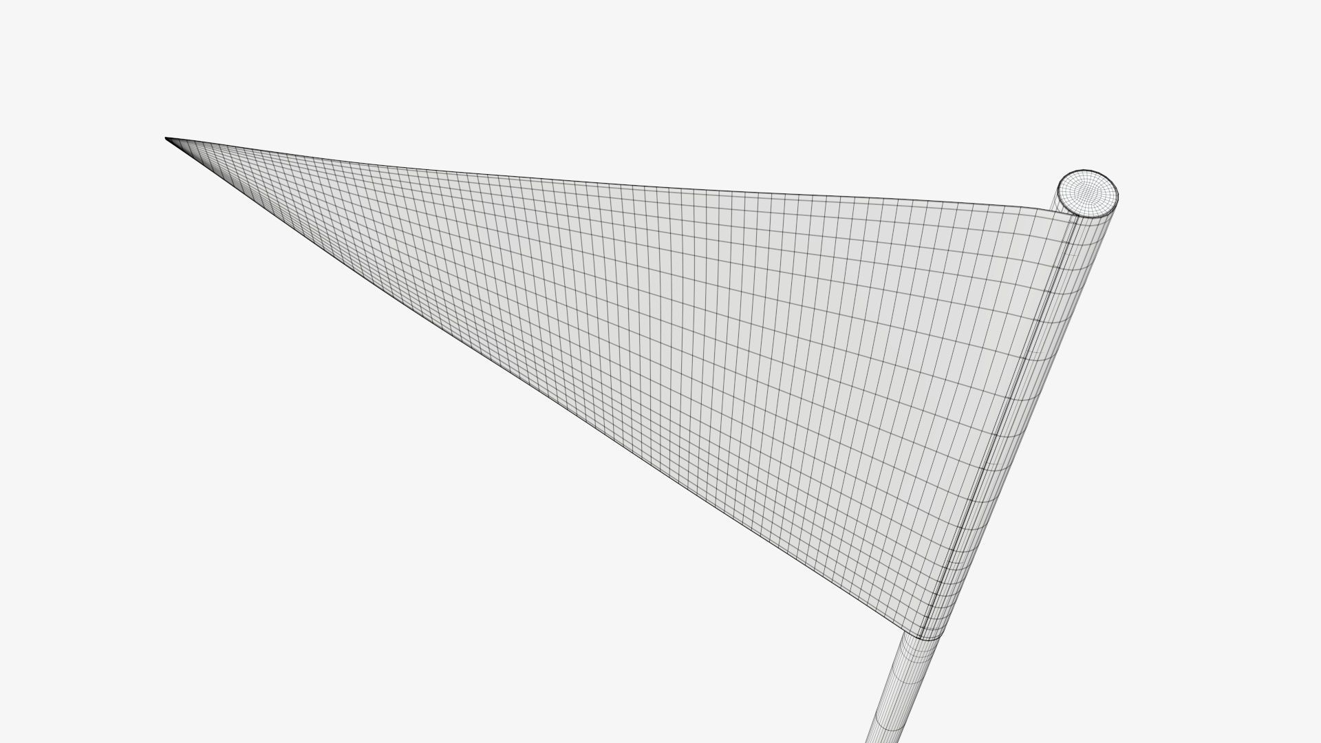 Decorative pennant on flagpole small 3D model_7
