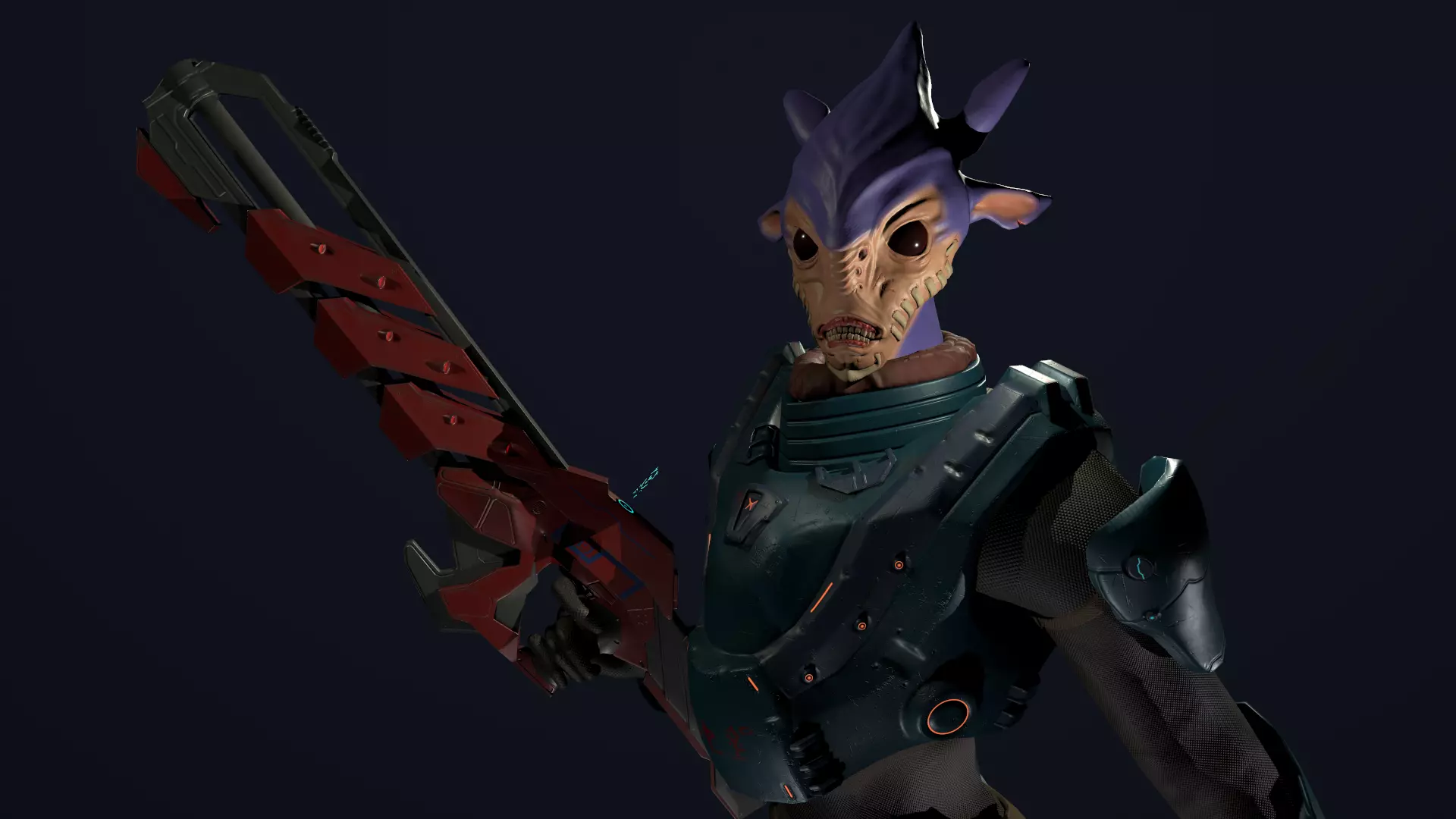 Alien character Low-poly 3D model_0