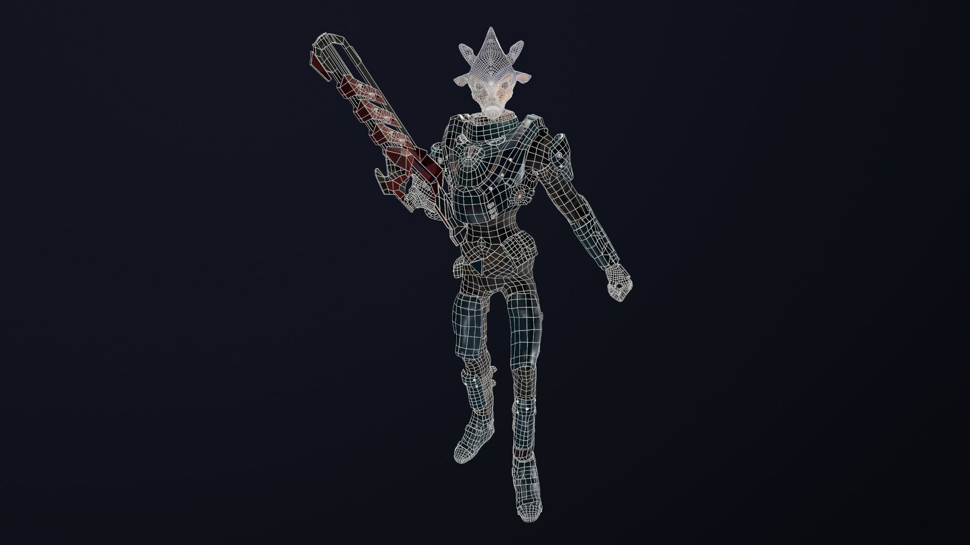 Alien character Low-poly 3D model_9