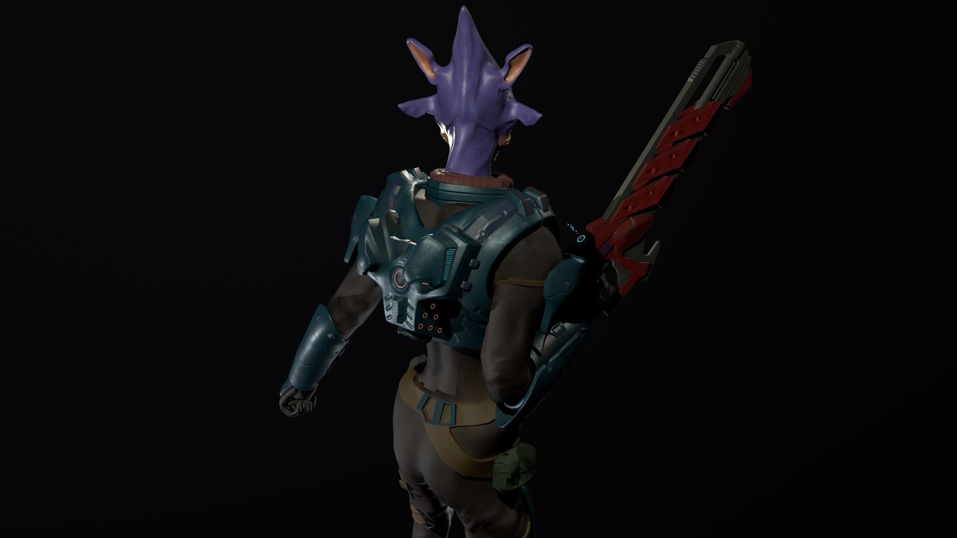 Alien character Low-poly 3D model_6