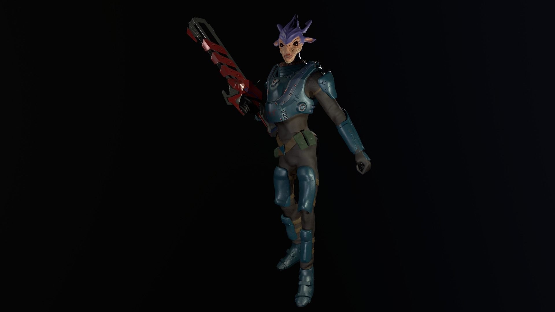 Alien character Low-poly 3D model_4