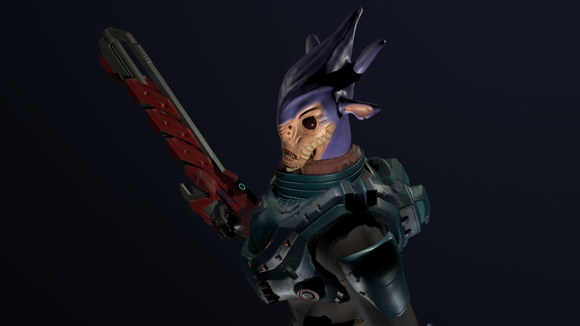 Alien character Low-poly 3D model_5