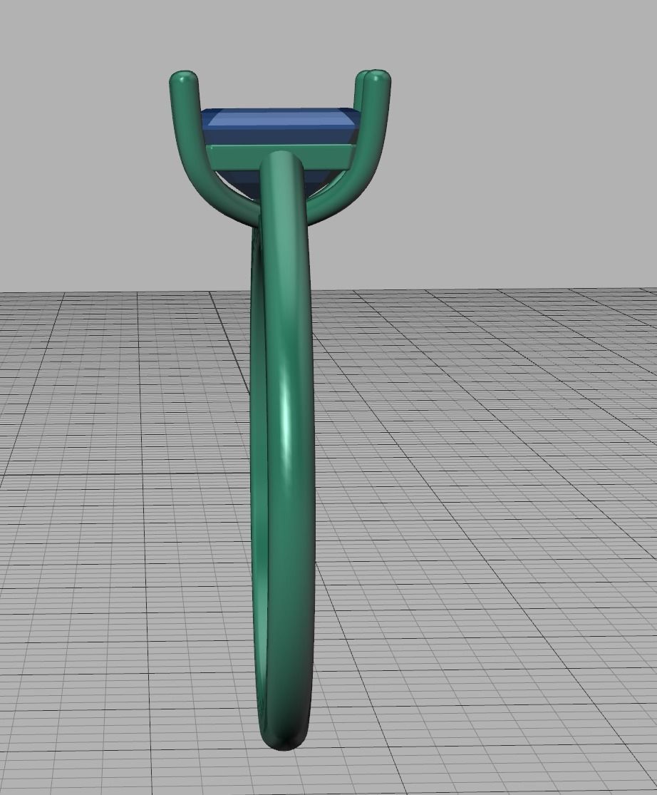 Classic Solitaire Ring  7x5 Emerald Cut Stone 3dmodel 3D print model_17