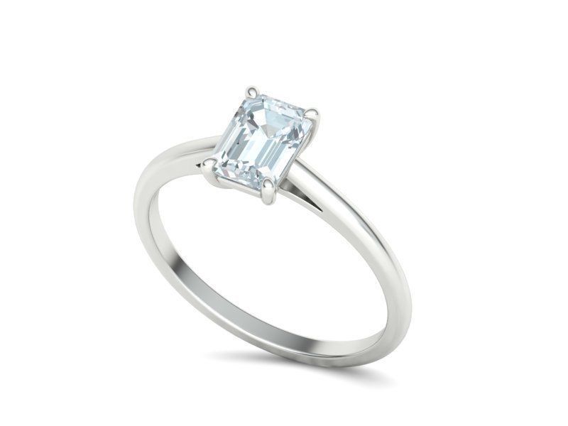 Classic Solitaire Ring  7x5 Emerald Cut Stone 3dmodel 3D print model_20