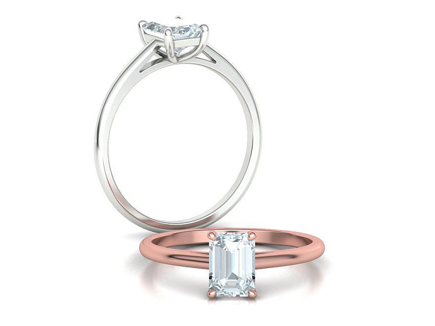 Classic Solitaire Ring  7x5 Emerald Cut Stone 3dmodel 3D print model_1