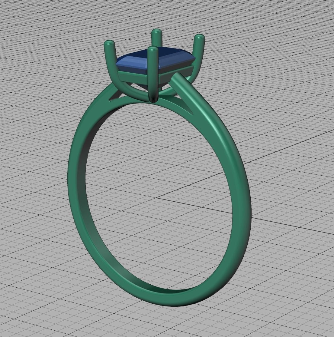 Classic Solitaire Ring  7x5 Emerald Cut Stone 3dmodel 3D print model_12