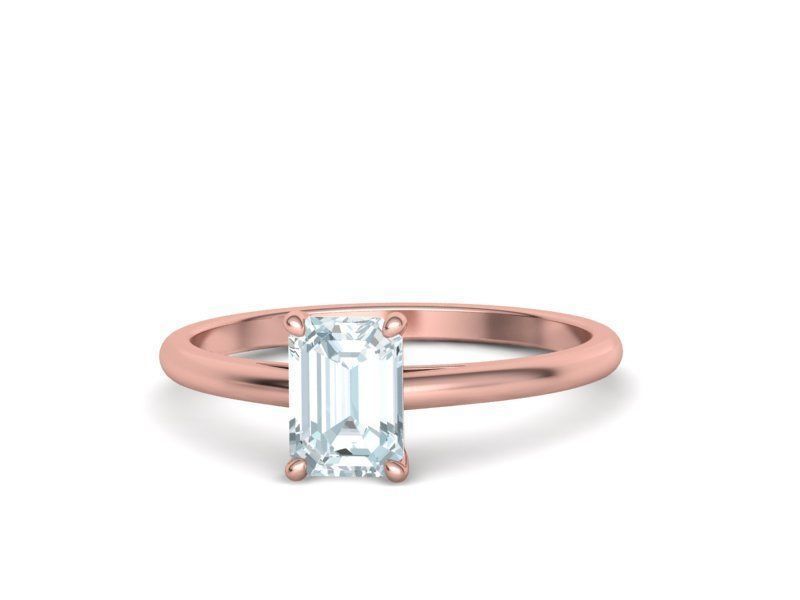 Classic Solitaire Ring  7x5 Emerald Cut Stone 3dmodel 3D print model_2
