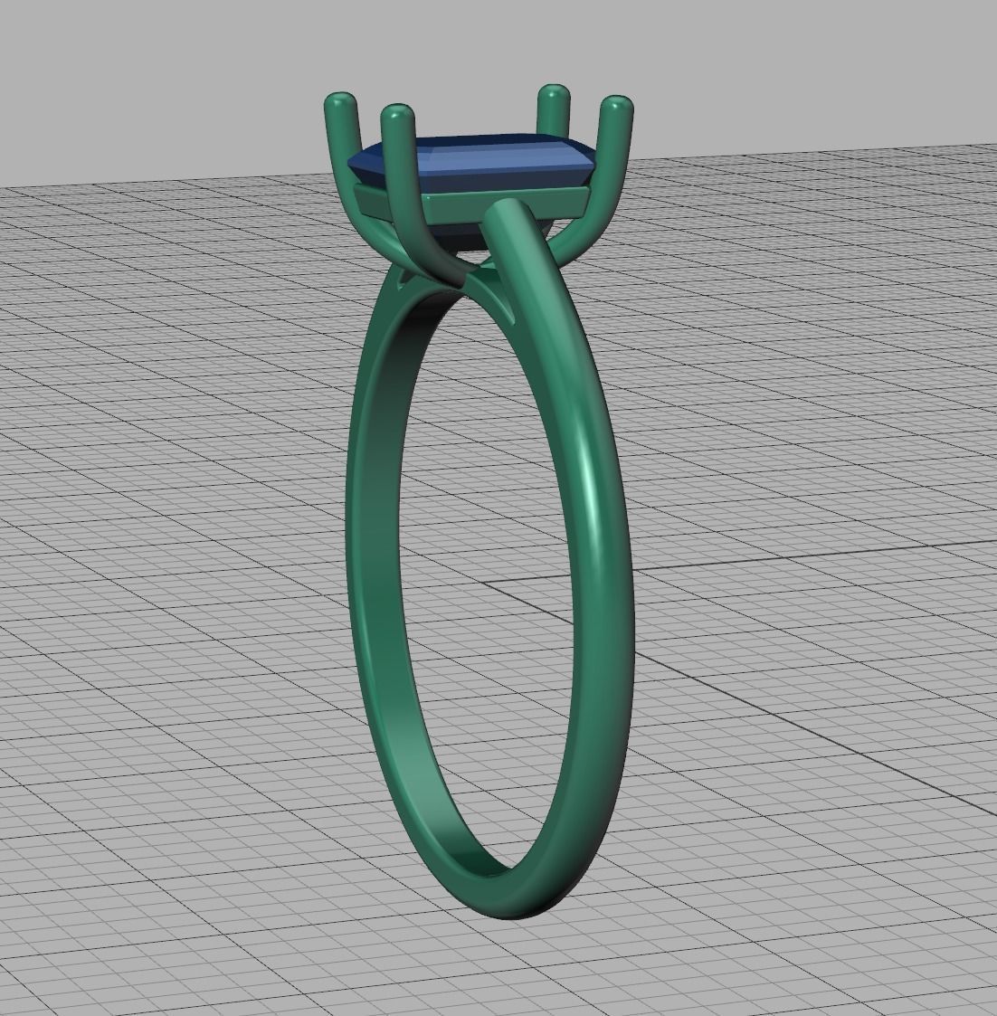 Classic Solitaire Ring  7x5 Emerald Cut Stone 3dmodel 3D print model_13