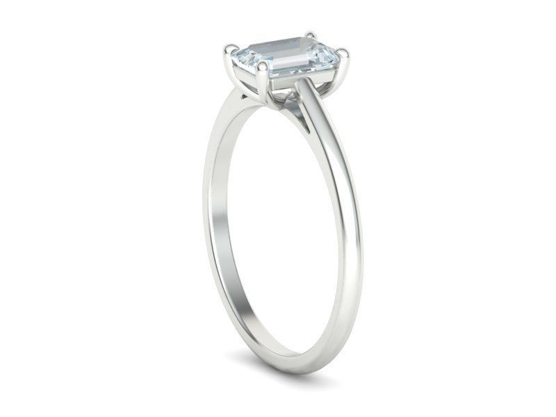 Classic Solitaire Ring  7x5 Emerald Cut Stone 3dmodel 3D print model_23