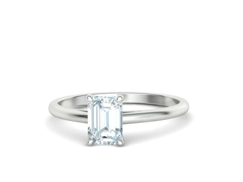 Classic Solitaire Ring  7x5 Emerald Cut Stone 3dmodel 3D print model_3