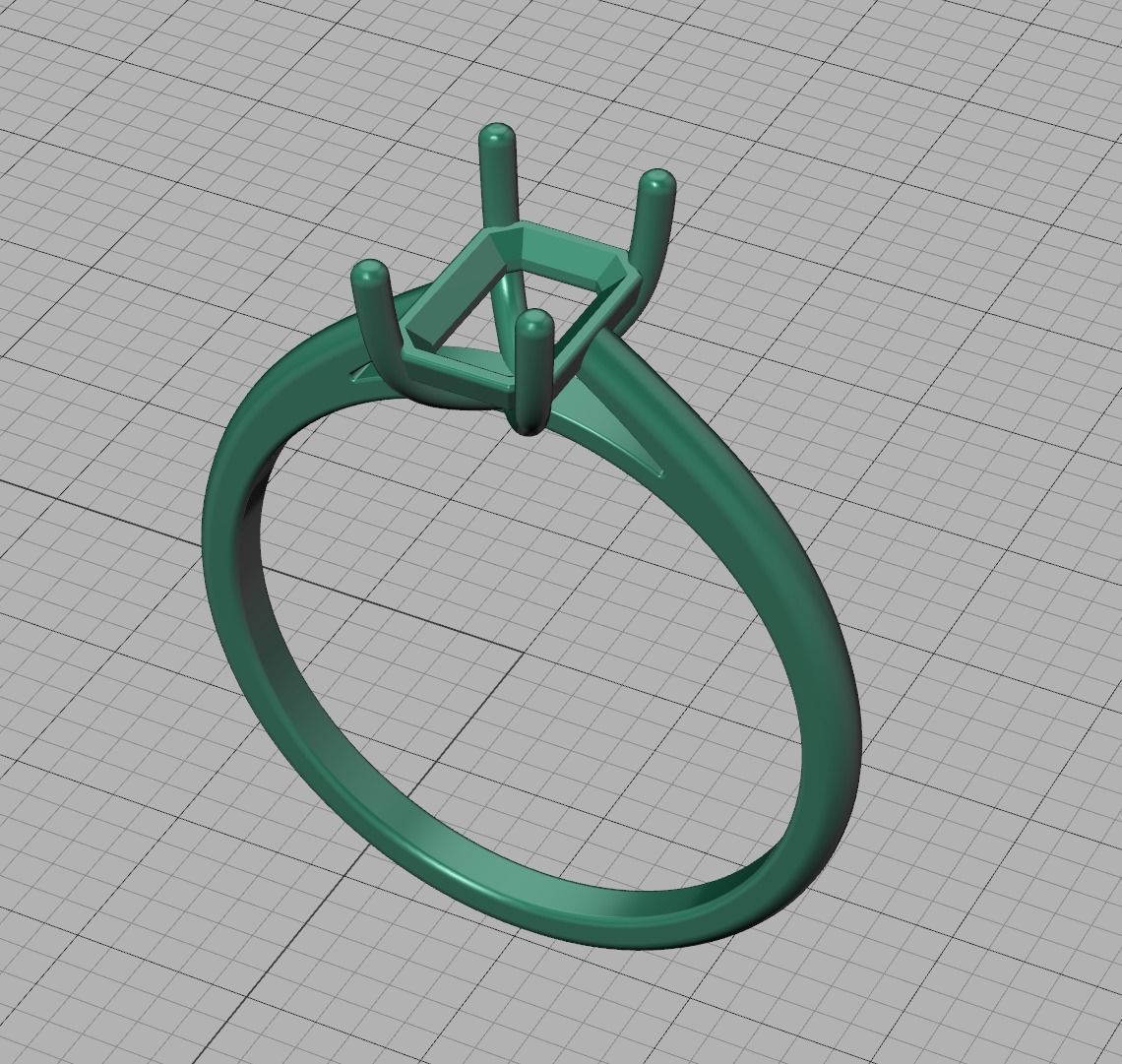 Classic Solitaire Ring  7x5 Emerald Cut Stone 3dmodel 3D print model_18