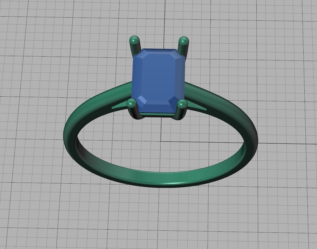 Classic Solitaire Ring  7x5 Emerald Cut Stone 3dmodel 3D print model_15
