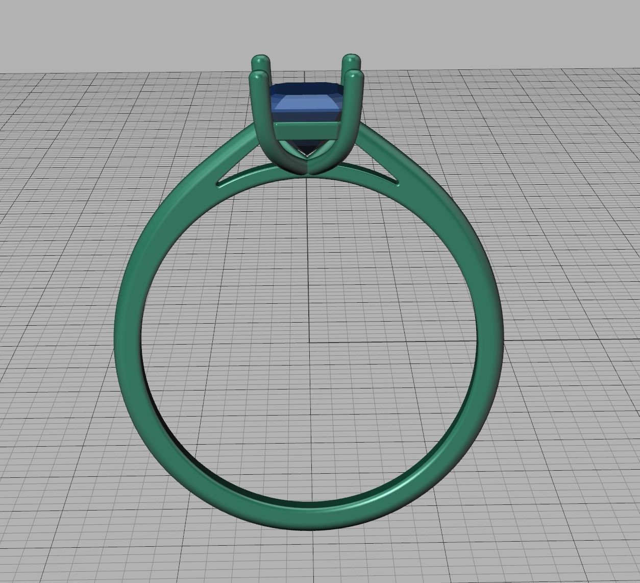 Classic Solitaire Ring  7x5 Emerald Cut Stone 3dmodel 3D print model_14