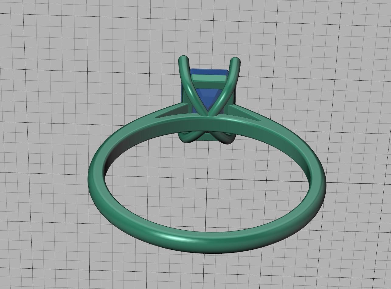 Classic Solitaire Ring  7x5 Emerald Cut Stone 3dmodel 3D print model_16