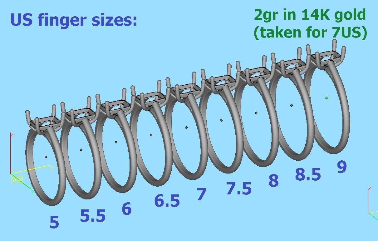 Classic Solitaire Ring  7x5 Emerald Cut Stone 3dmodel 3D print model_10