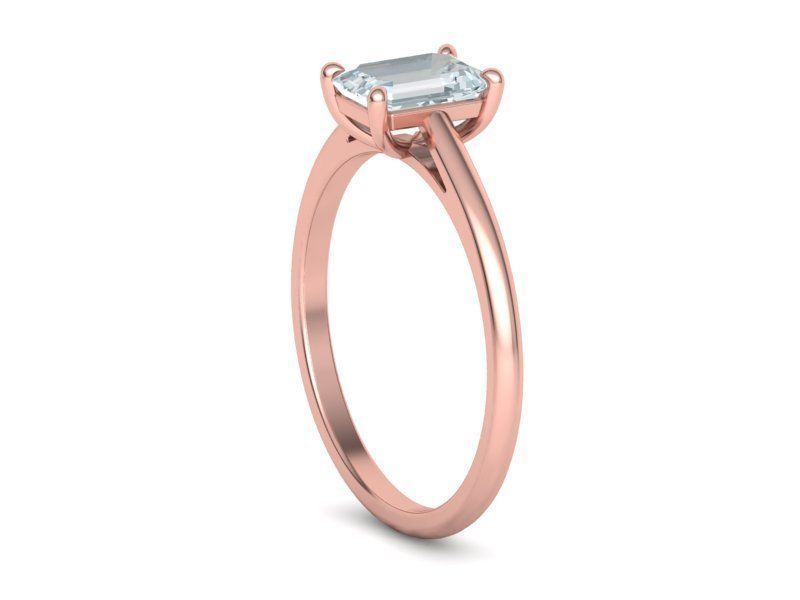 Classic Solitaire Ring  7x5 Emerald Cut Stone 3dmodel 3D print model_22