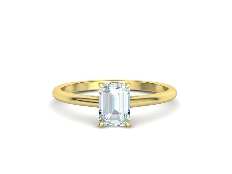Classic Solitaire Ring  7x5 Emerald Cut Stone 3dmodel 3D print model_7