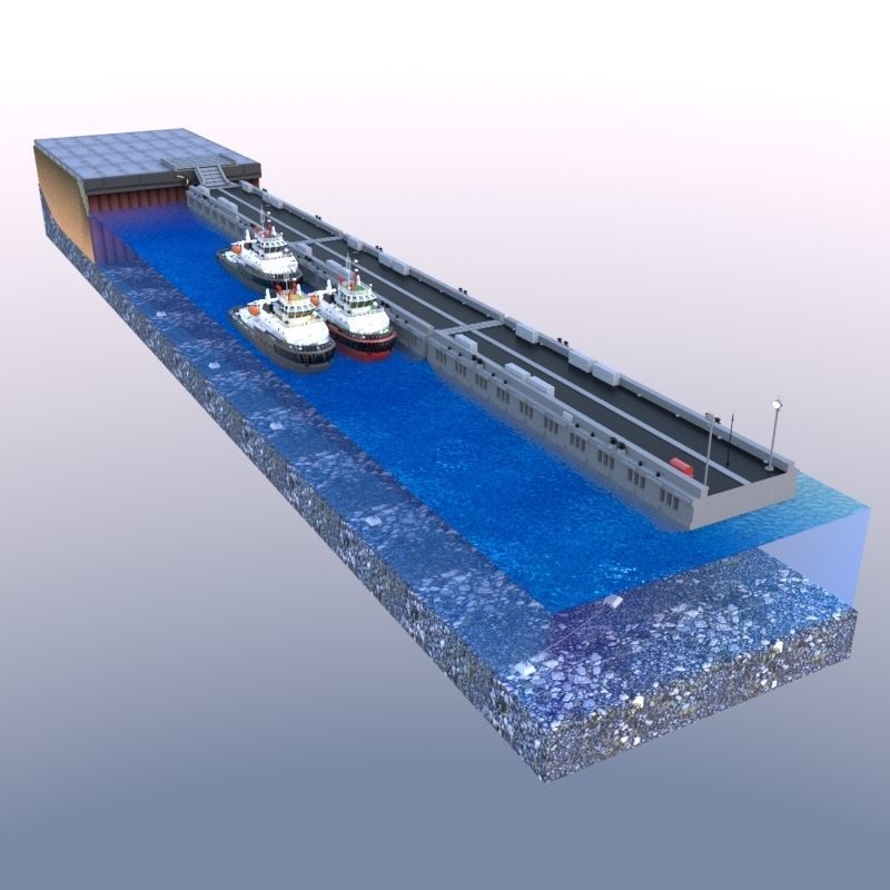Berth and Pontoon 3D model_0