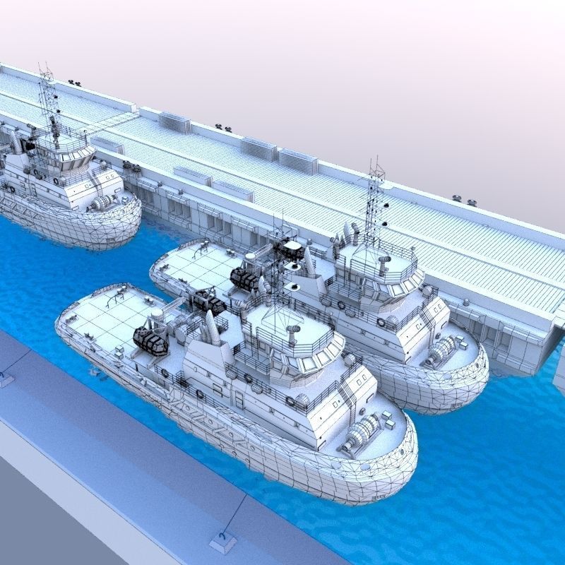 Berth and Pontoon 3D model_9