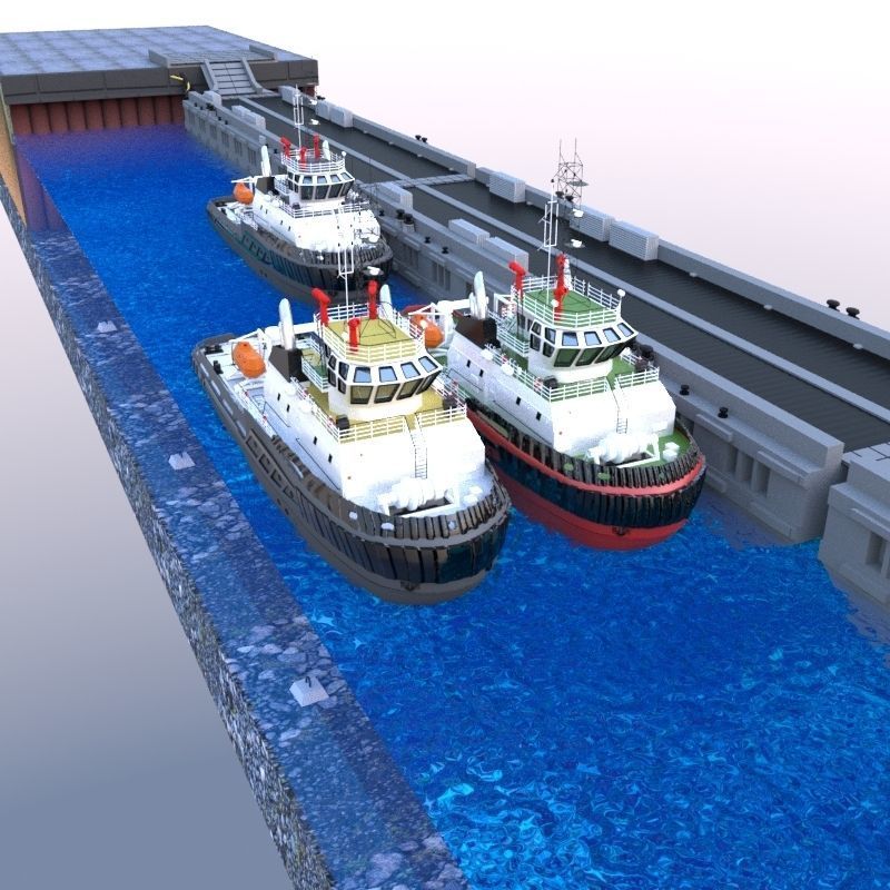 Berth and Pontoon 3D model_4