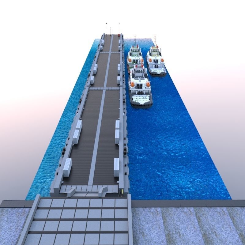 Berth and Pontoon 3D model_5