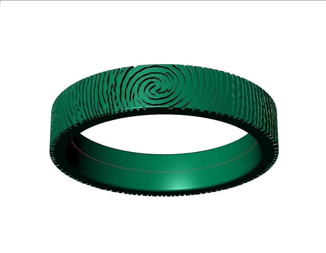 Wedding Set Rings Finger Print Styles CAD Design- CC125M 3D print model_15