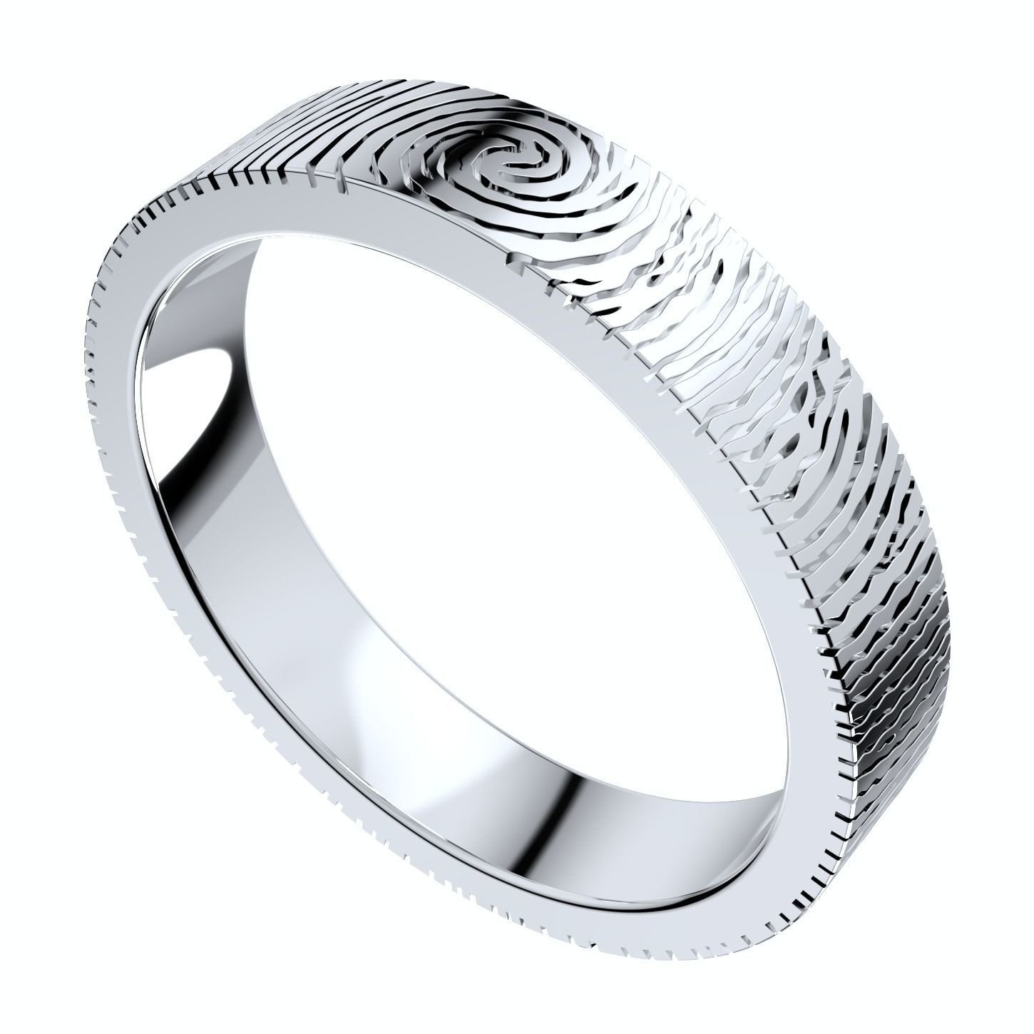Wedding Set Rings Finger Print Styles CAD Design- CC125M 3D print model_13