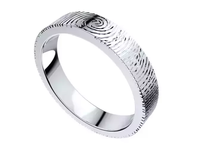 Wedding Set Rings Finger Print Styles CAD Design- CC125M